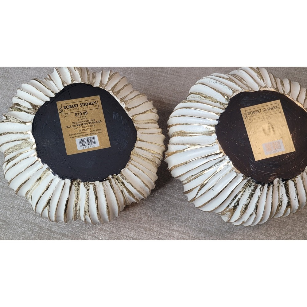 2 Robert Stanley 2014 Fall Shimmering Metallics White & Gold Pumpkins Holiday - Picture 6 of 8